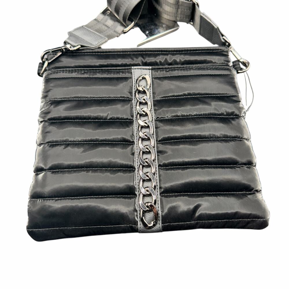 Think Royln Black Quilted Nylon Crossbody Chain Strap Bag
